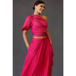 Anthropologie Hot Pink Midi Skirt